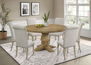 Florence - Round Dining Table Set Light Brown 7 Pc. Table, 6 Chairs