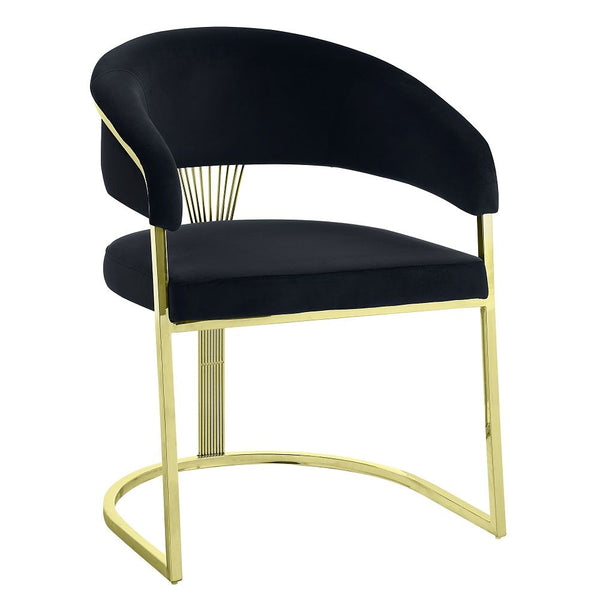 Fallon - Side Chair - Black Velvet & Mirrored Gold
