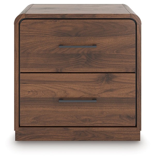 Fortlorn - Two Drawer Night Stand - Walnut Brown