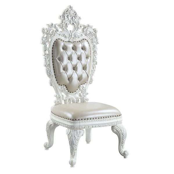 Vanaheim - Side Chair (Set of 2) - Beige Synthetic Leather & Antique White