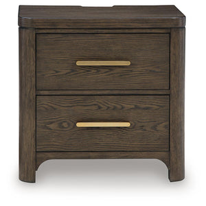 Radkin - Two Drawer Night Stand - Burnished Brown