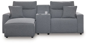 ModMax II - Salt And Pepper - Reclining Sectional Gray 3 Pc. Left Arm Facing Chaise Power Reclining Sectional With Storage Console