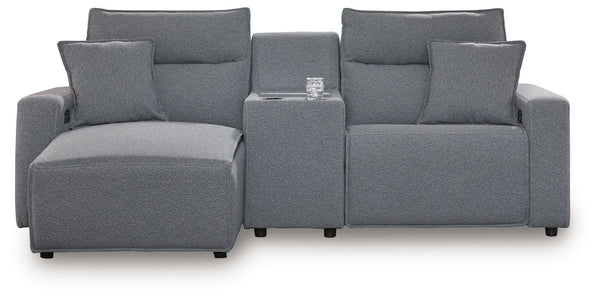 ModMax II - Salt And Pepper - Reclining Sectional Gray 3 Pc. Left Arm Facing Chaise Power Reclining Sectional With Storage Console