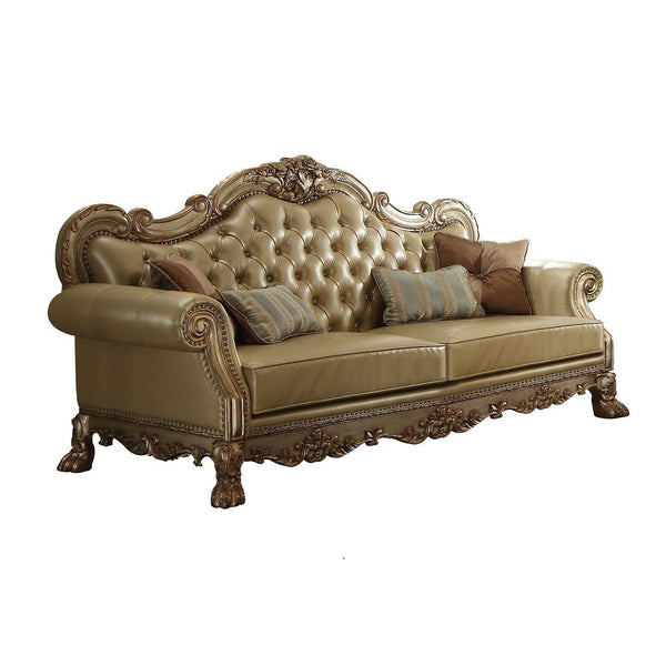 Dresden - Sofa - Bone PU & Gold Patina Bone