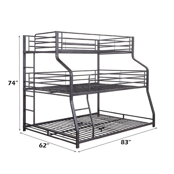 Caius II - Triple Bunk Bed - Twin Over Full Over Queen - Gunmetal