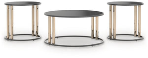 Hannerly - Occasional Table Set (Set of 3) - Black / Gold Finish