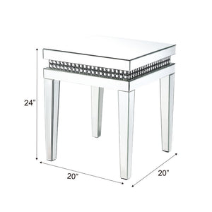 Lotus - 20" End Table - Mirrored & Faux Ice Cube Crystals