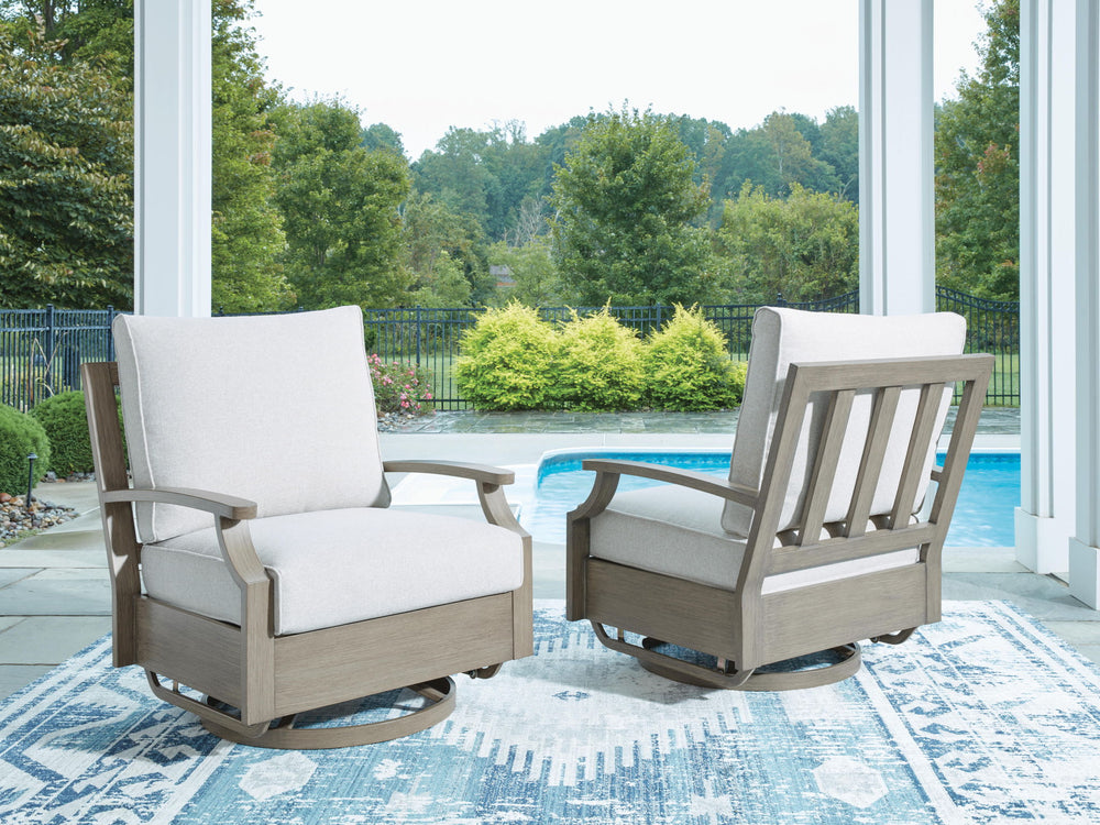 Rainier Ranch - Swivel Glider Chair With Cushion - Brown / Beige