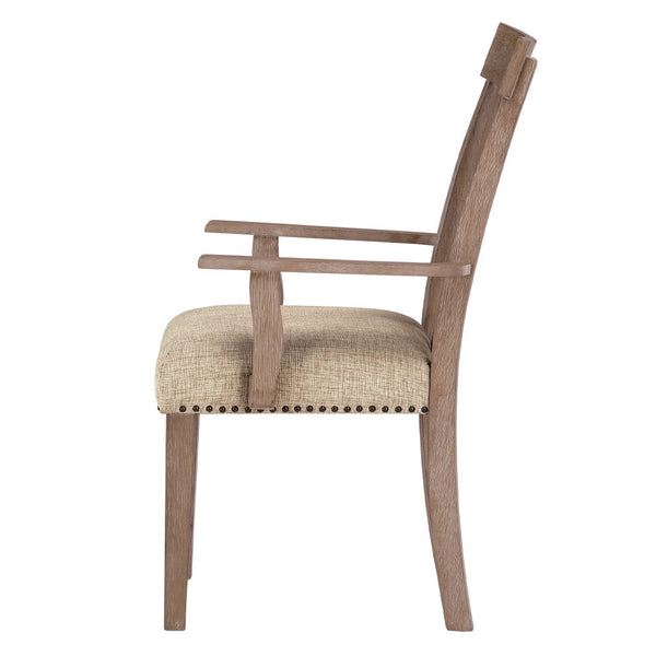 Nathaniel - Arm Chair (Set of 2) - Fabric & Maple