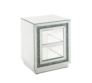 Noralie - 24"H End Table With 2 Tier Shelf - Mirrored & Faux Diamonds