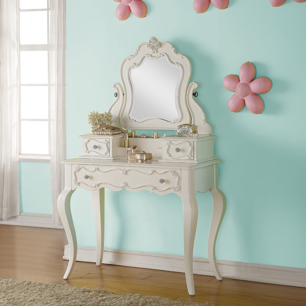 Edalene - Vanity Desk With Mirror - Pearl White