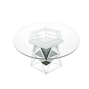Noralie - 52" Round Dining Table - Mirrored & Faux Diamonds