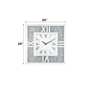 Noralie - 24" Wall Clock - Mirrored & Faux Diamonds