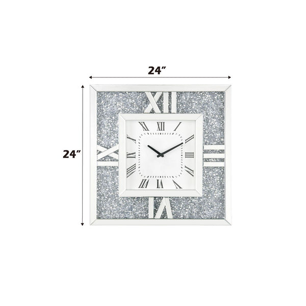 Noralie - 24" Wall Clock - Mirrored & Faux Diamonds