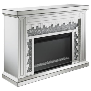 Gilmore - Mirrored Freestanding Electric Fireplace - Silver