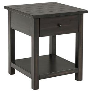 Payne - 1 Drawers Wood End Table with Shelf Black
