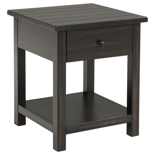 Payne - 1 Drawers Wood End Table with Shelf Black