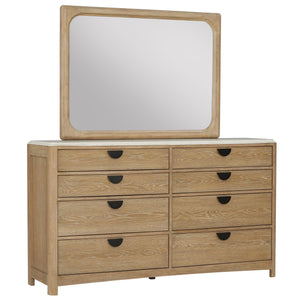 Escape - Bedroom 8 Drawer Dresser And Mirror - Glazed Natural Oak