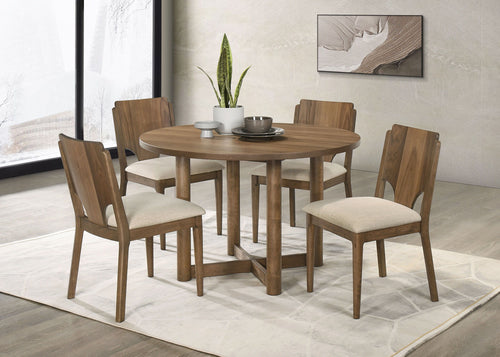 Biltmore - Wood Dining Table Set Dark Brown 5 Pc. Round Table, 4 Chairs
