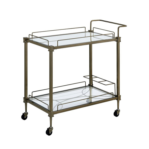 Aditya - Serving Cart - Mirrored & Antique Brass