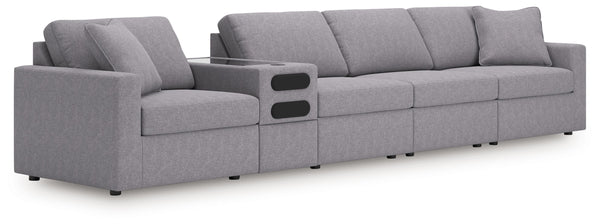 Modmax - Granite - Sectional Gray 5 Pc. Sectional With Audio Console