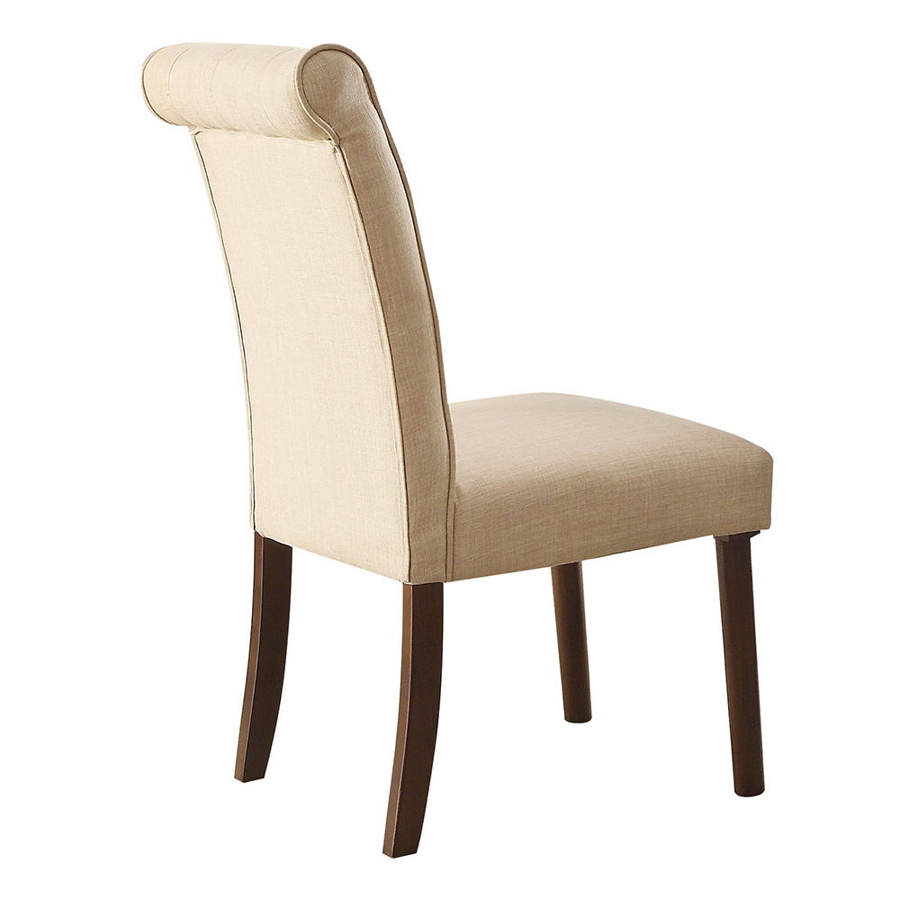 Gasha - Side Chair (Set of 2) - Beige Linen & Walnut
