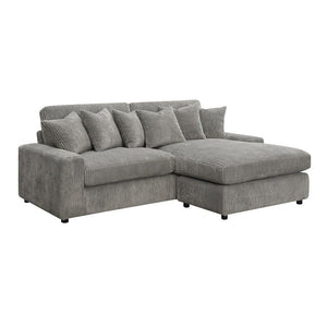 Tavia - Reversible Sectional Sofa With 6 Pillows - Gray Corduroy