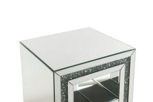 Noralie - End Table With 2 Tier Shelf - Mirrored & Faux Diamonds - 24"