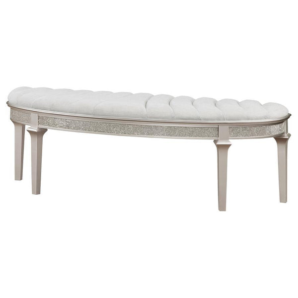 Evangeline - Curved Fabric Upholstered Bench - Silver Oak