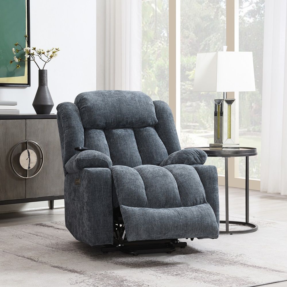 Omarion - Power Recliner With Lift & Heating & Massage Blue