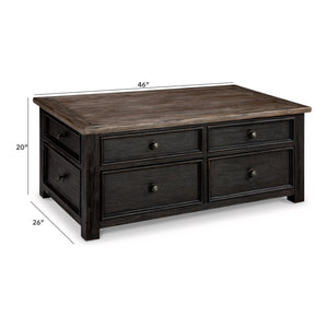 Tyler Creek - Lift Top Cocktail Table - Grayish Brown / Black
