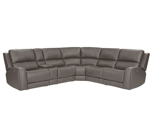 Belmont - Zero Gravity Power Reclining Sectional With Power Adjustable Headrests Dark Gray 6 Pc. Sectional