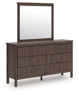 Pamytta - Six Drawer Dresser Dark Brown Dresser & Mirror