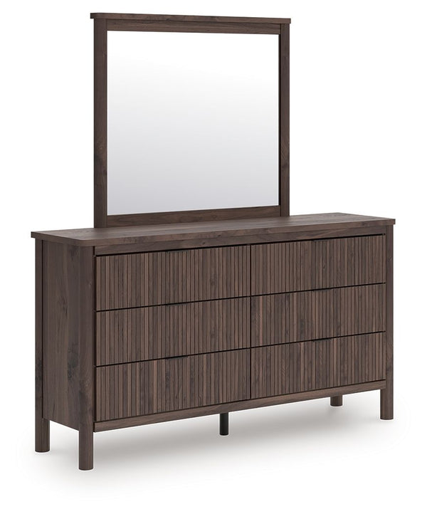 Pamytta - Six Drawer Dresser Dark Brown Dresser & Mirror