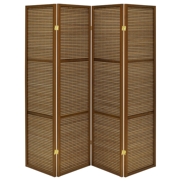 Browning - 4-Panel Bamboo Room Divider Folding Screen - Walnut