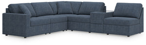 Modmax - Ink - Sectional Blue 6 Pc. Sectional With Storage Console And 3 Armless Chairs
