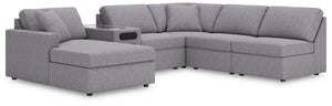 Modmax - Granite - Sectional Gray 6 Pc. Sectional With Laf Corner Chaise And Audio Console