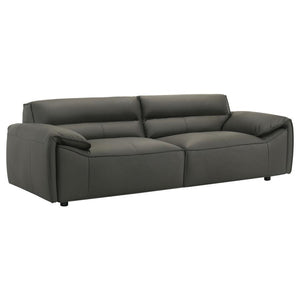 Buxton - Top Grain Leather Upholstered Sofa Dark Gray