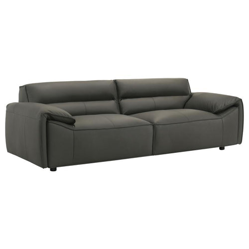 Buxton - Top Grain Leather Upholstered Sofa Dark Gray