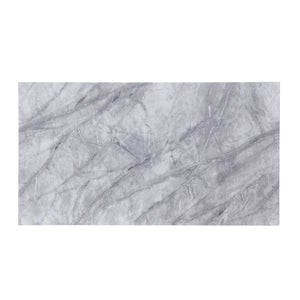 Satinka - Coffee Table - Light Gray Printed Faux Marble Top & Mirrored Silver