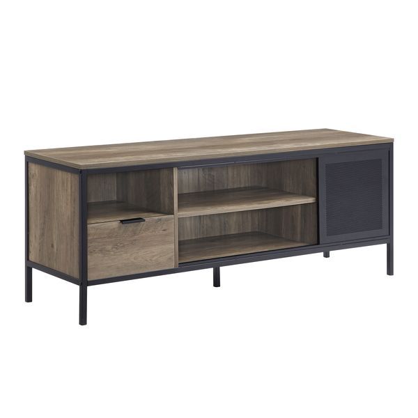 Nantan - TV Stand - Rustic Oak & Black Finish - 21"