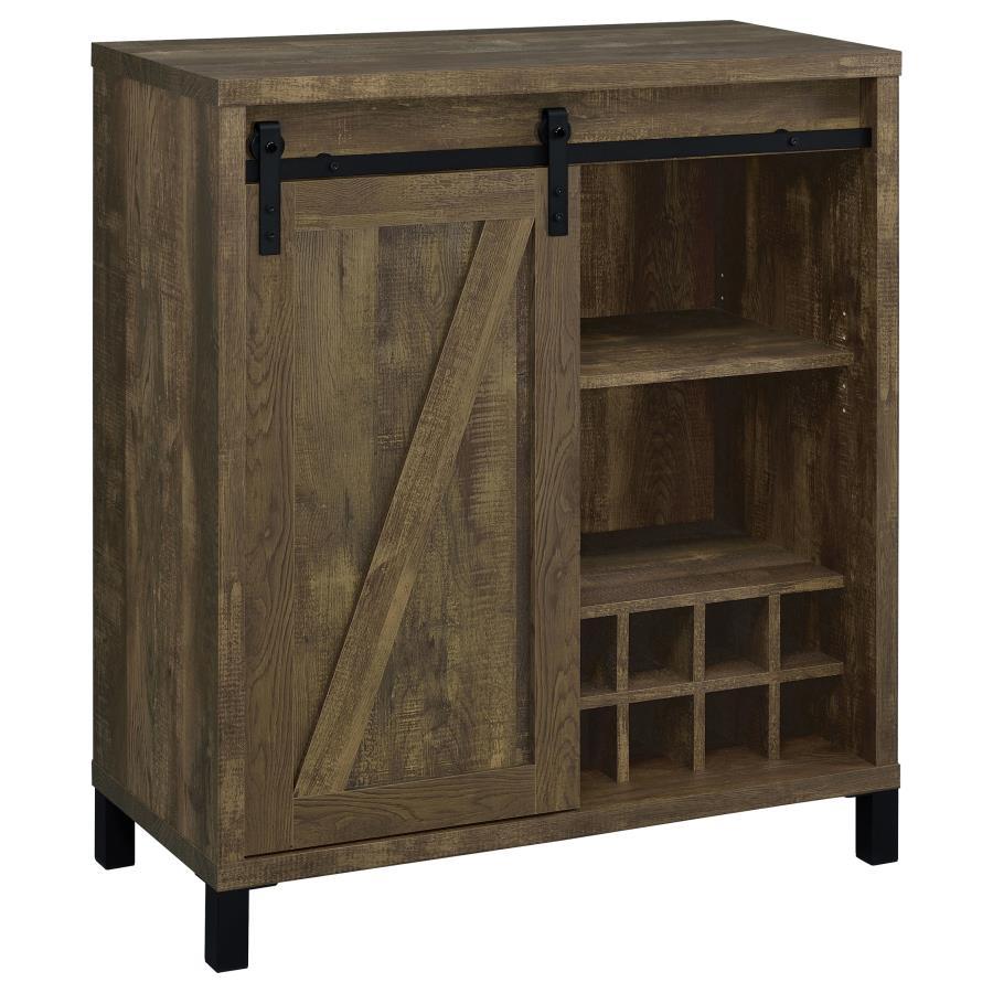 Arlington - Sliding Door Home Bar Wine Cabinet - Rustic Oak