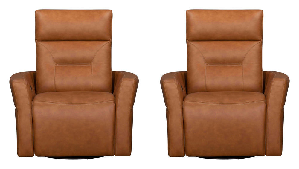 Remmington - Power Swivel Glider Recliner Vintage Caramel 2 Pieces