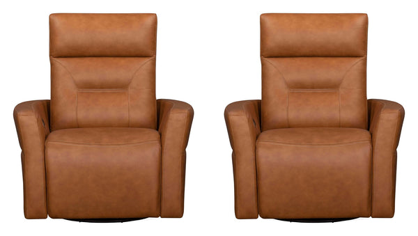 Remmington - Power Swivel Glider Recliner Vintage Caramel 2 Pieces