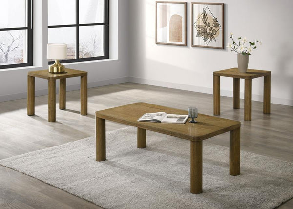 Castlewood - Cocktail Coffee Table Set Dark Brown 3 Pc. Coffee Table, End Table