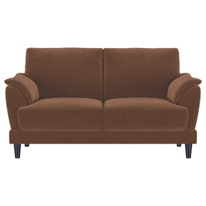 Selma - Velvet Upholstered Crescent Arm Loveseat - Rust