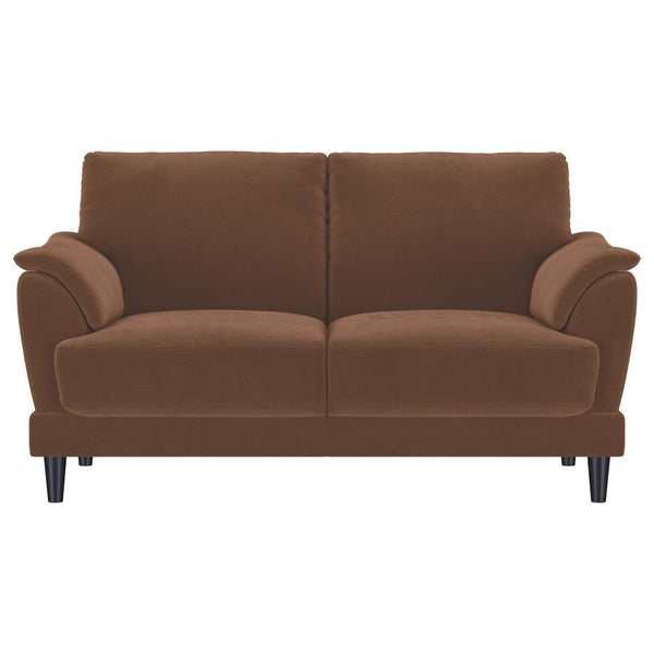 Selma - Velvet Upholstered Crescent Arm Loveseat - Rust
