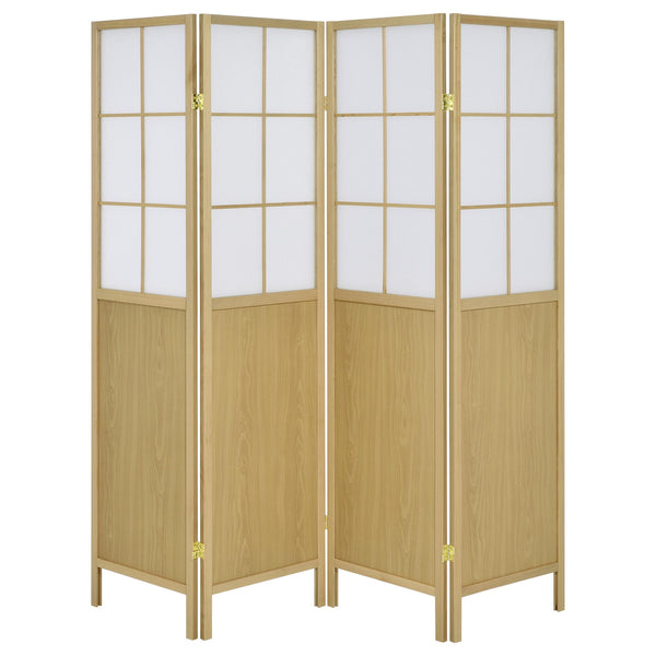 Edwards - 4-Panel Room Divider Folding Shoji Screen - Natural