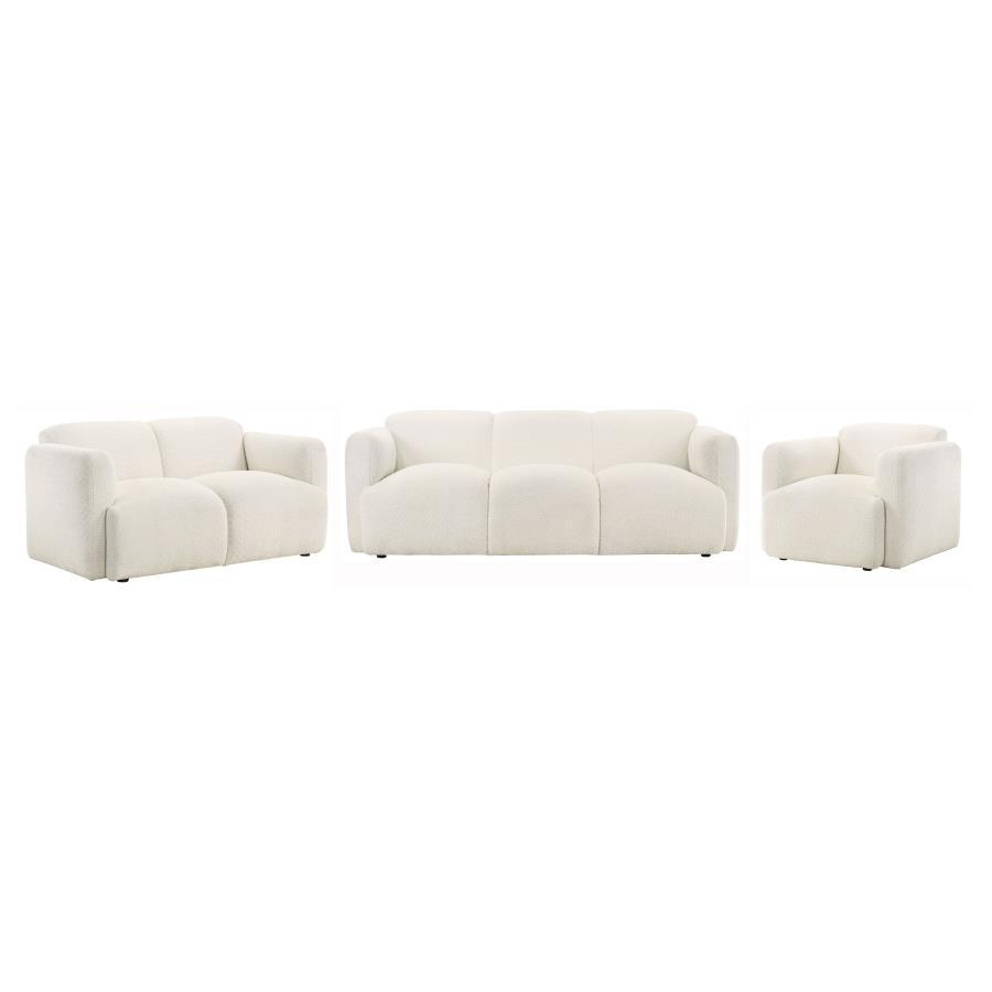 Dorset - Upholstered Round Track Arm Sofa Set White 2 Pc. Sofa, Loveseat