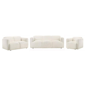 Dorset - Upholstered Round Track Arm Sofa Set White 3 Pc. Sofa, Loveseat, Chair
